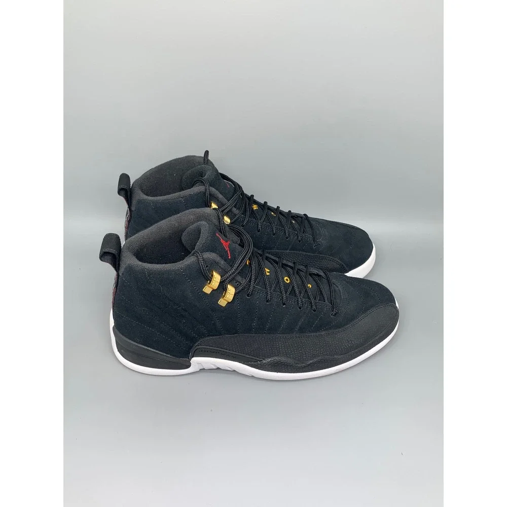 Jordan 12 Retro Black Gold Reverse Taxi Basketball Shoes 130690-017 Men's Sz 10